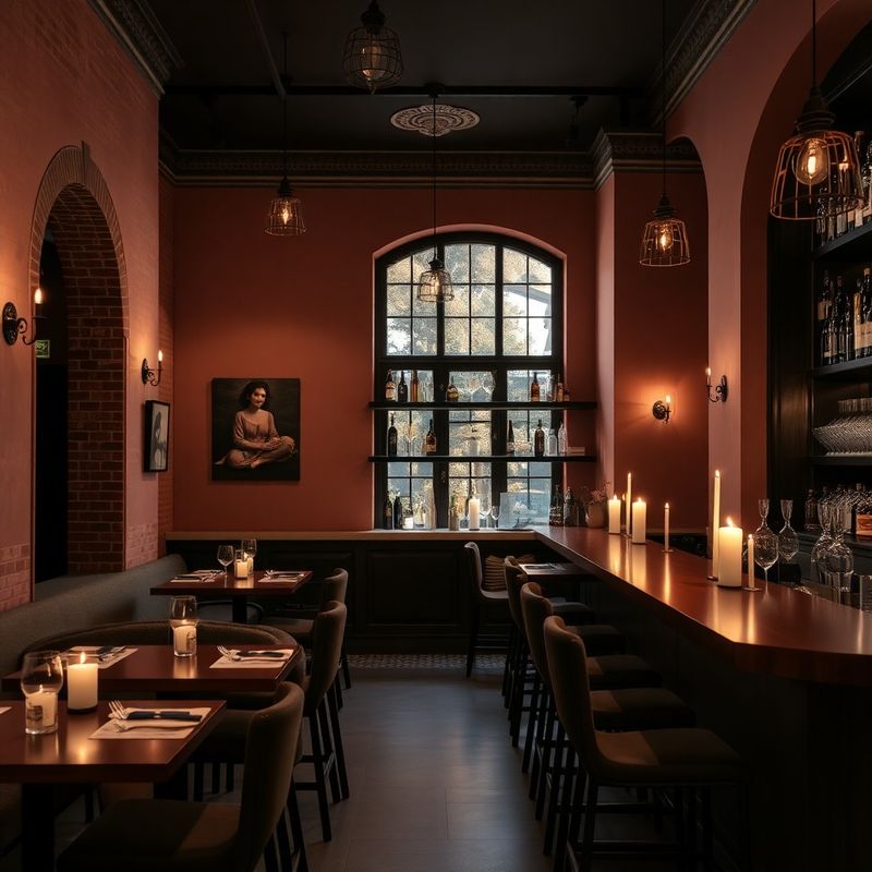 Restaurant à Leuven, murs enduits rose poudré